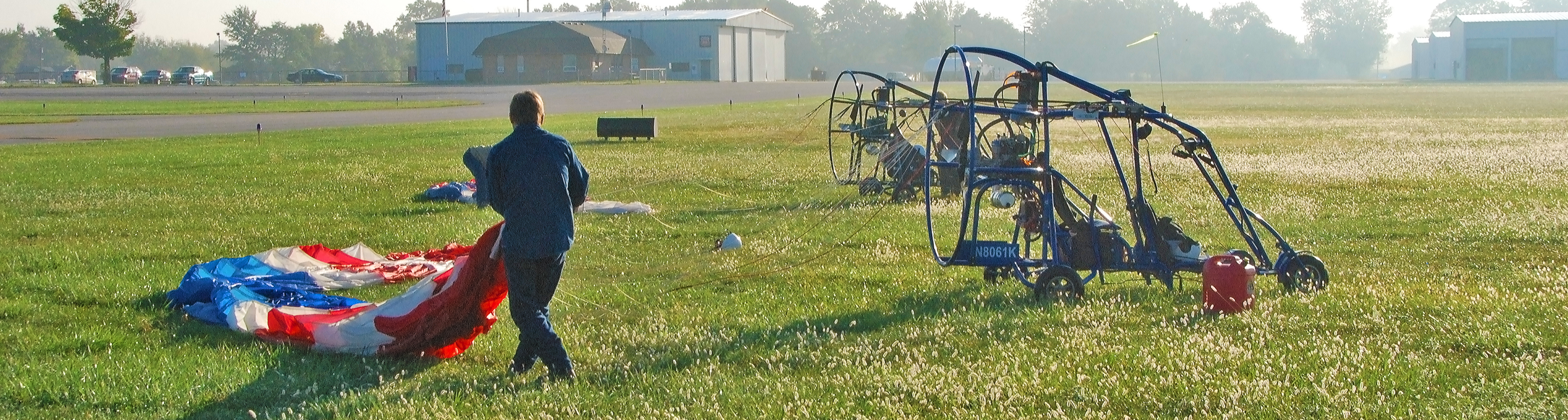 Students laying out parachutes